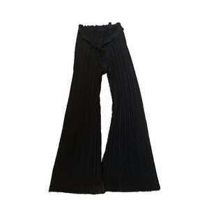 Bloom Seasons Black Light Weight Stretch Tie Waist Wide Leg Pleated Palazzo Pant